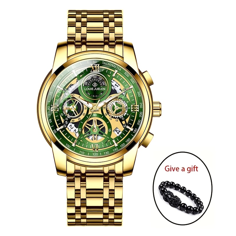 Image of Golden Mechanical Watch - 2026 New Fully Automatic Movement Watch For Men, Stylish, Trendy, Easy, Versatile Business Watch, Suitable As A Gift For Holidays, Best Gift For Christmas, Without Battery