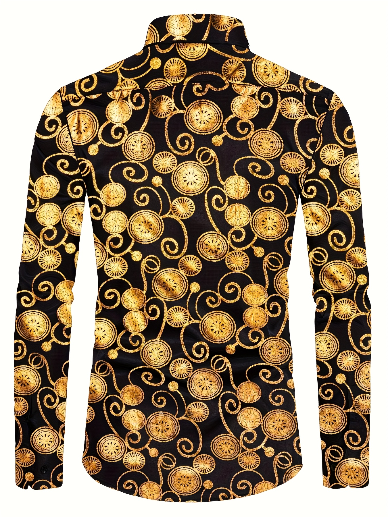 mens stylish golden printed shirt an elegant mature collar - Temu