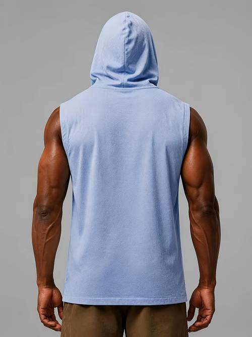 mens vest linen hooded vest beach casual vest gym sports vest loose and thin outdoor sunscreen clothing trendy brand top for men