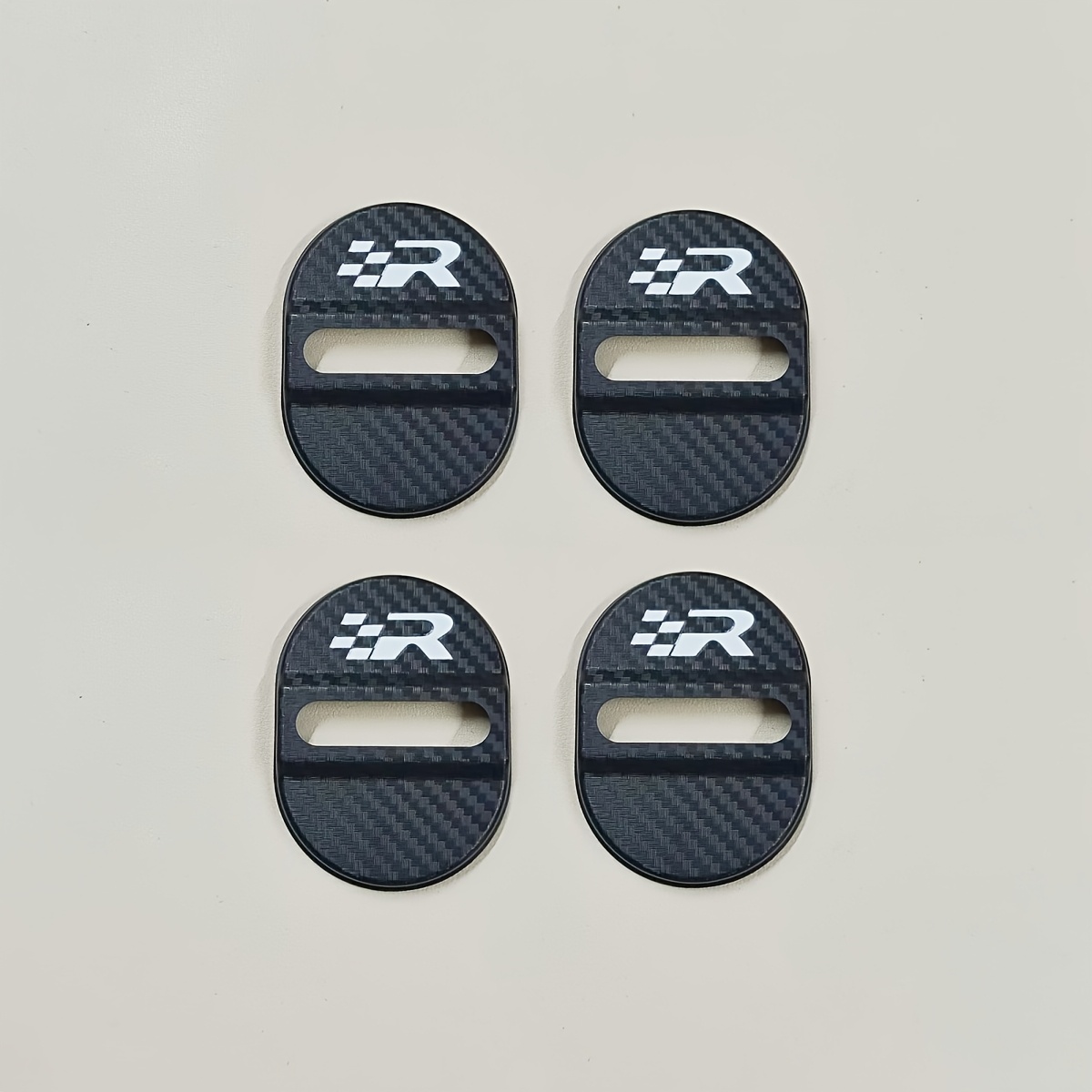 TEMU 4pcs Carbon Fiber Texture Car Door Lock Protective Covers, Vibration Reduction Noise Reduction Sound Insulation Adhesive Pad Seal Patch Cushion