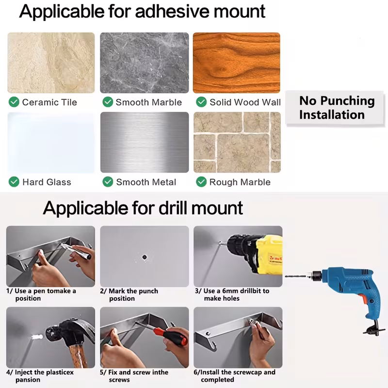 paper towel holder dual installation options for kitchen bathroom and bedroom durable and ideal for freshness storage and organization bathroom accessory sleek metallic aluminum Product details 0