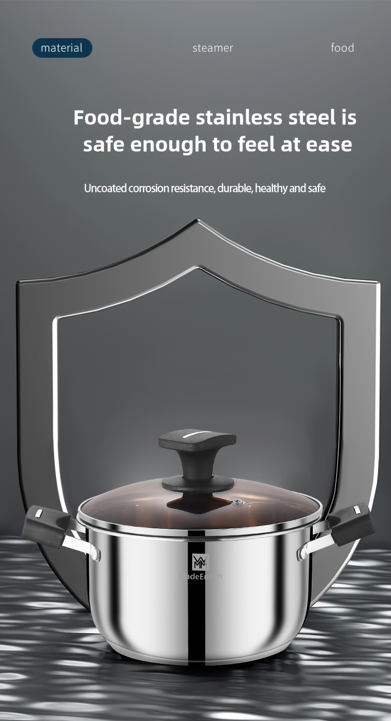 stainless steel cookware set 6 81 milk pot 8 5 soup pot easy   stove compatible   all stovetops details 3