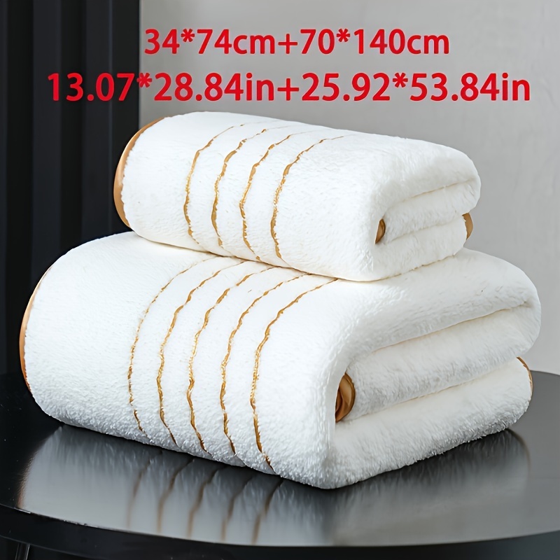 

2 Luxury - Coral Velvet, Quick Drying Face Towel And Bath Towel, 300g/m2, Suitable For Family, Hotel,