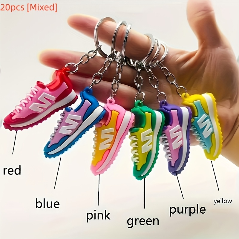 TEMU Portachiavi Mini Sneakers 2D , 20 pz, Ciondoli Sneakers, Portachiavi Sportivi in Acrilico per Auto, Bomboniere, Oggetti da per delle Sneakers,