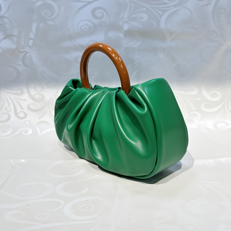 Elegant White Pleated Cloud Satchel - PU Leather Underarm Shoulder Bag, Magnetic Closure, Polyester Lined, Guangzhou Crafted