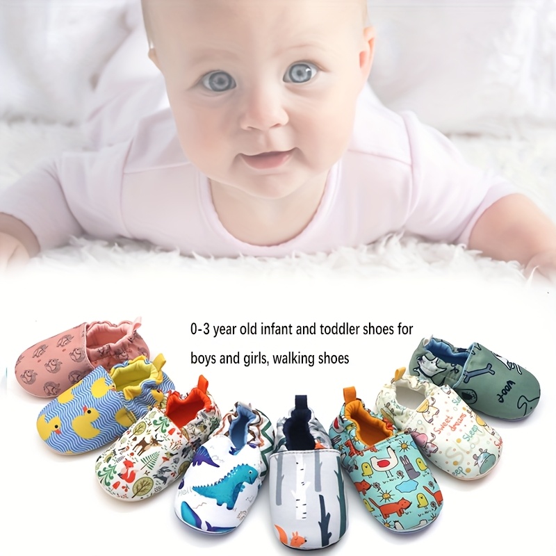 Cartoon Unisex Warm and Non-Slip Soft-Soled First Walking Shoes for, 0-36 Months