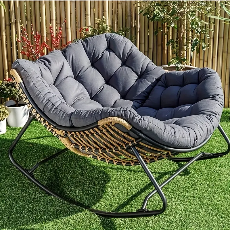 shaking chair lazy person rattan sofa living room balcony household leisure recliner rocking chair details 5