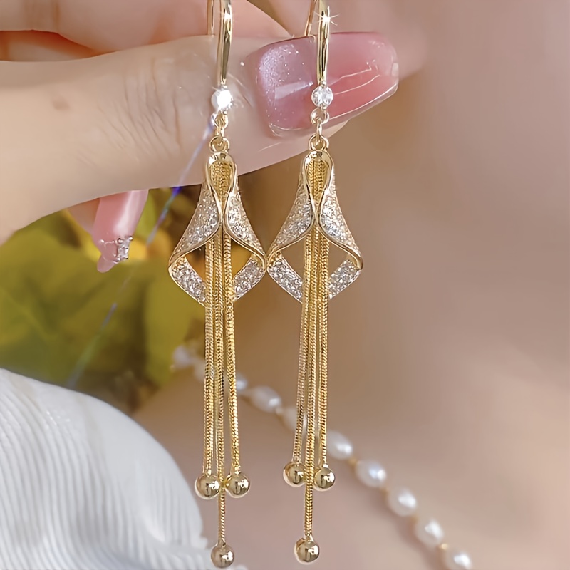 2pcs hypoallergenic nature geometric long tassel earrings simple personality womens new high end   earrings are ideal for valentines day gifts mothers day gifts   Product details 0