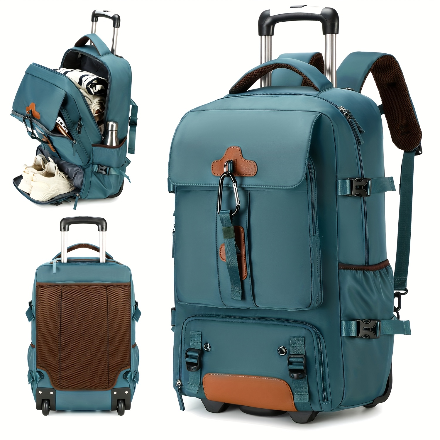 17 rolling backpack laptop 17'' with Wheels The adjustable shoulder strap on the back of the backpack can be placed in a zippered pocket Wheeled Laptop Backpack, 13-Inch to