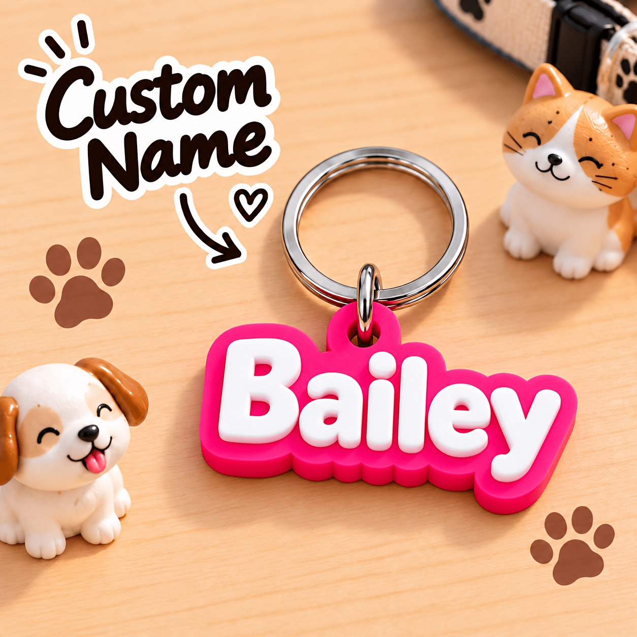 TEMU [ Custom ] Personalized Custom Name Letter 3d Printed Pet Id Card, Cute , Silent Tag, Durable Anti-loss Id Card, Ideal Gift For Pets