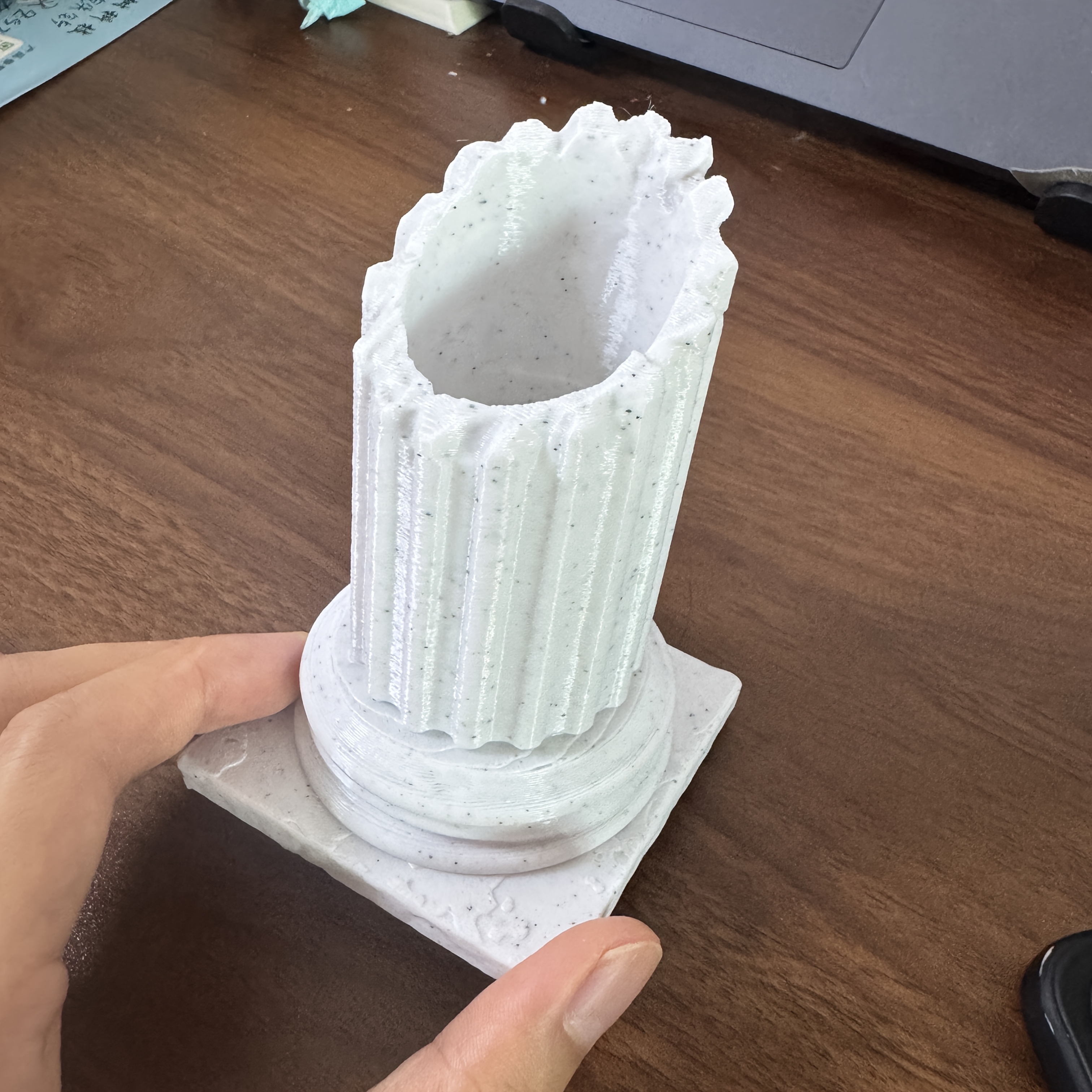 TEMU Organizador de Escritorio con Columna , de Mármol, Plástico para Bolígrafos, Brochas y Material de Oficina, Almacenamiento Decorativo Vintage