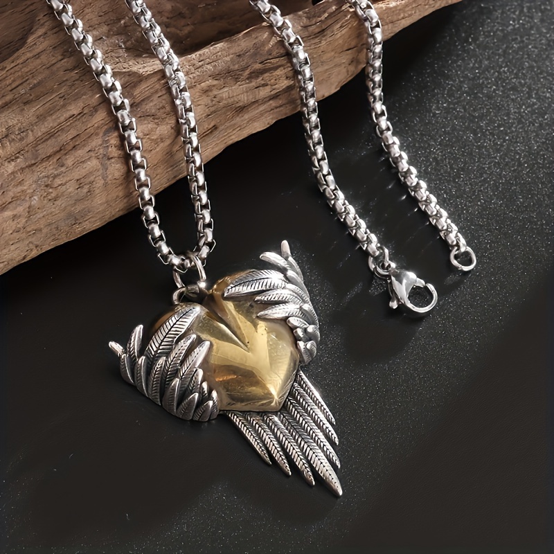 Heart Shape Angel Wings Pendant Necklace Jewelry Accessories Gift
