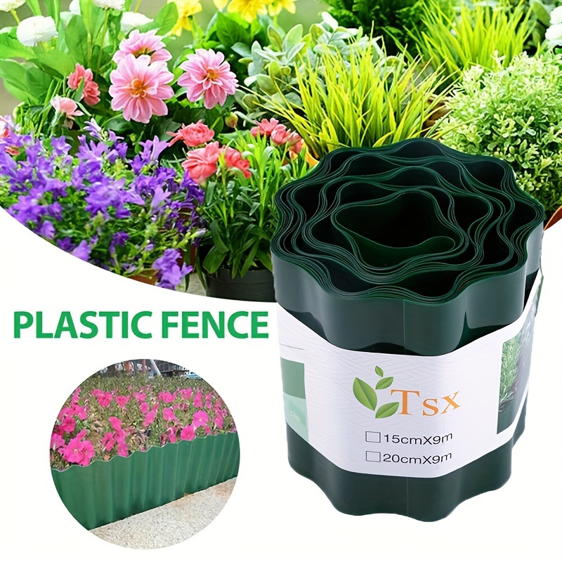 

1pc Plastic Garden Edging Fence, Flexible Landscape Border For Flower Beds And Grass Lawn, Outdoor Garden Yard Protector, Green Decorative Fencing, 10cmx9m