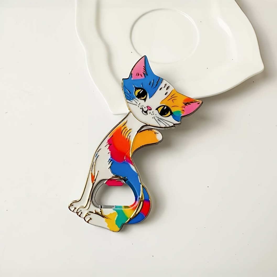 TEMU 1pc Cute Cat Beer Bottle Opener, Kitchen & Dining Gift, Used As A Fridge Magnet Decoration