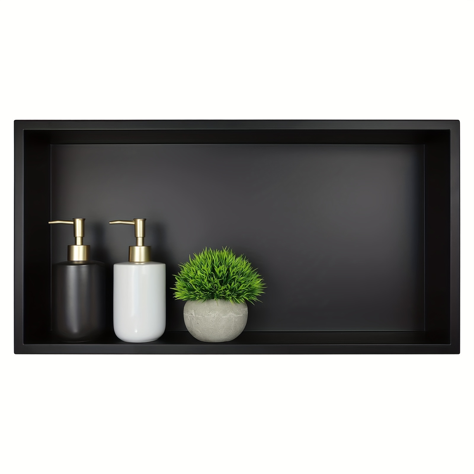 Stainless Steel Shower Niche Matte Black No Tile Needed Wall Niche Double Shelves Recessed Shower Shelf For Bathroom Storage Over Mount Installation