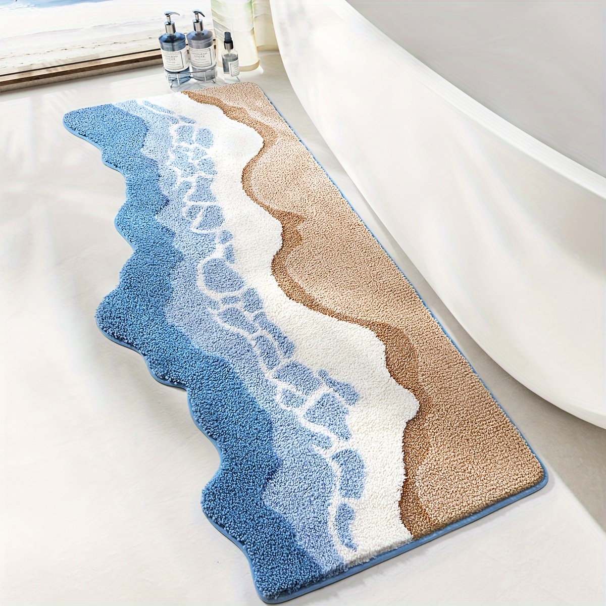 1 plush bathroom rug designed like ocean waves featuring - Temu