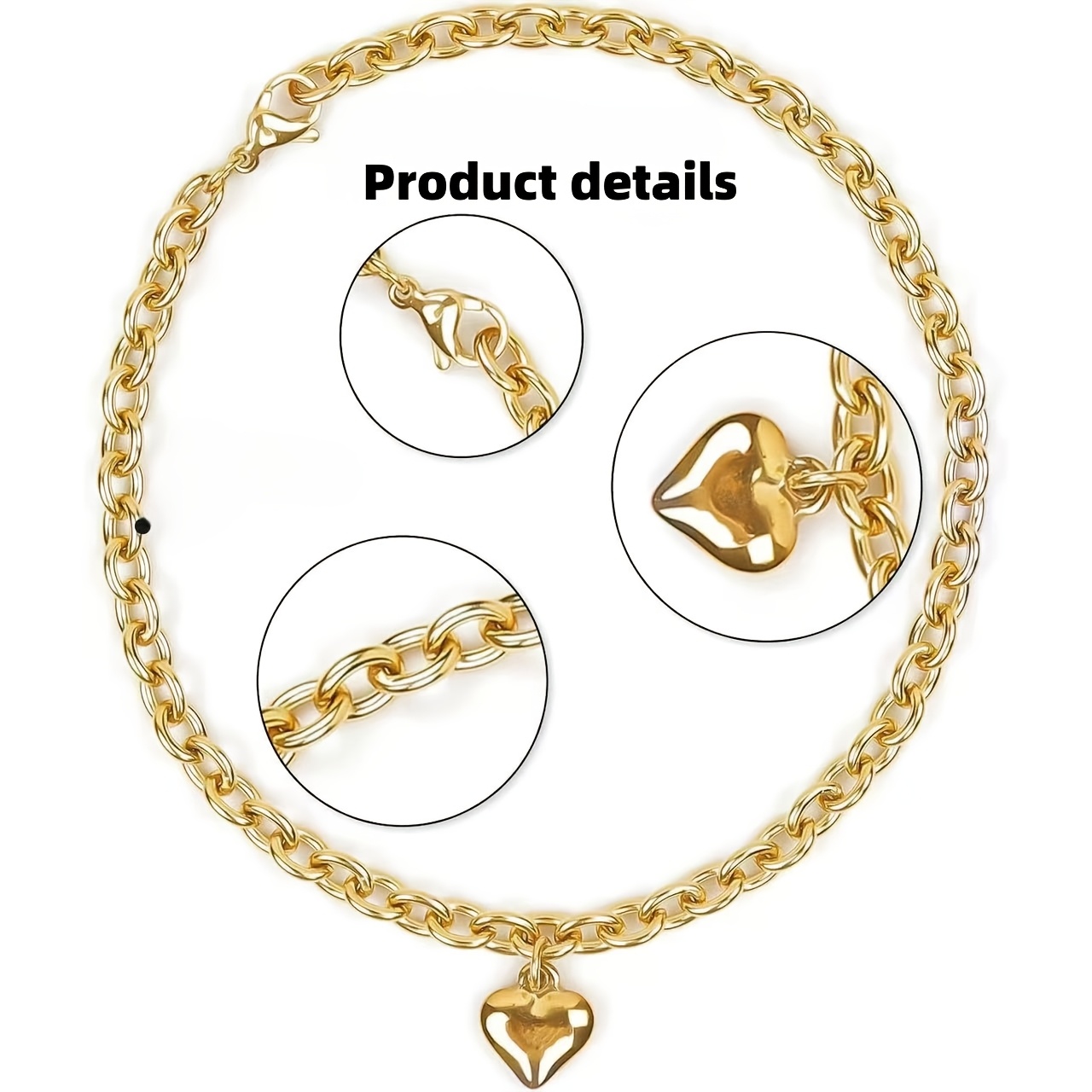 1 versatile cat collar chain adjustable   necklace golden or silvery heart shaped pendant suitable for pet cats kittens and small dogs Product details 0