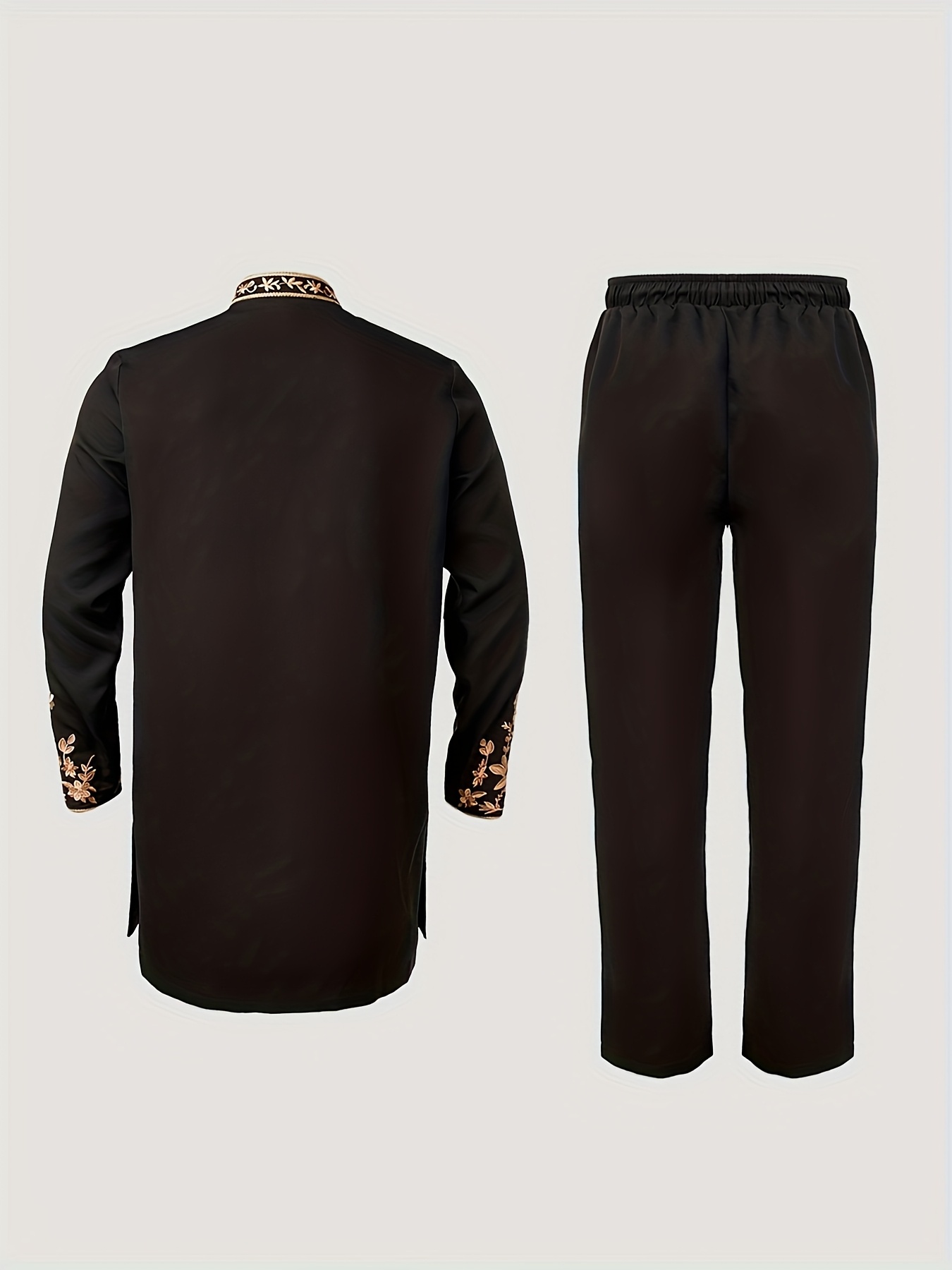 Men's Suit Set New for All Seasons, Long Sleeve, Stand Collar, Embroidered Pattern, Zipper Top + Drawstring Elastic Waist Pants 2pcs Set, Suitable for Daily Casual, Formal Occasions, Vacation, Dating, Wedding, Street Outings, Festival Celebrations