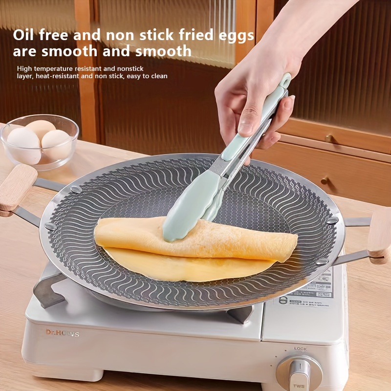 1pc premium   steel non stick grill pan with wooden handles korean style multi functional for outdoor home bbq compatible with   3