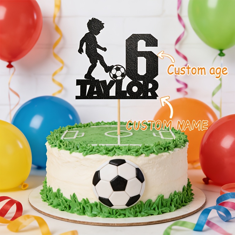 TEMU Soccer Event 2026, Diy Custom Soccer Theme Birthday Cake Topper, Personalized Name& Age, Cake Decor For Birthday, Football Party, Graduation,