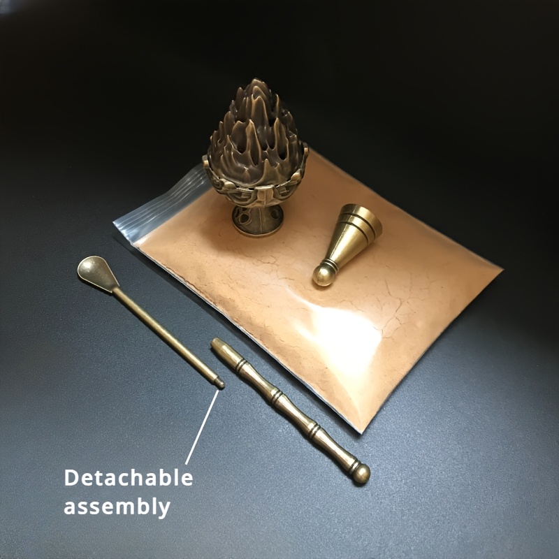 A Beginner's Kit For Incense Lovers, Featuring 30g Of Incense Powder, A Vintage Burner, A Spoon For Measuring, And A Conical Mold, To Create Incense And . The Perfect Option For New To The Hobby