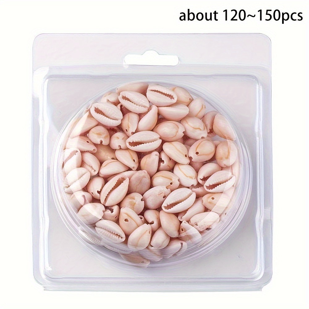 1箱約120～150個】天然カウリ貝殻ビーズ 楕円形 海の貝色 10～18mm x 9