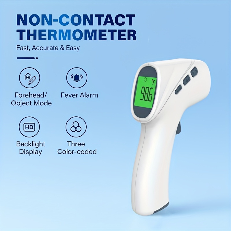 KINGCLINIC Non-Contact Forehead Thermometer - Digital/ Display Thermometer with Windproof, Ultra-Accurate 1° precision for & Use, Non-Invasive for s & (Battery, Compatible with