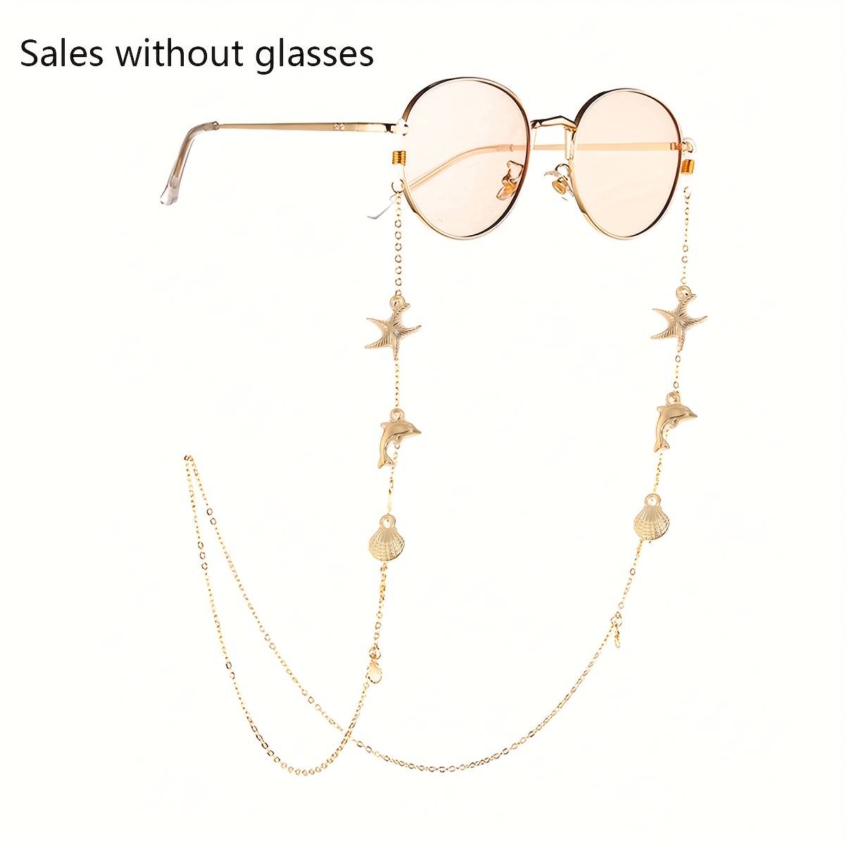 TEMU 1 Chaîne à lunettes décorée d'étoiles de mer et de coquillages, Chaîne à lunettes pour femme sur le thème de l'océan, Chaîne à lunettes