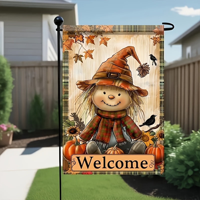 

Pumpkin Double-sided Welcome Garden Flag - Multipurpose Polyester Fabric, Seasonal Outdoor Decor, Weather-resistant Lawn & Patio Flag, Home And Garden Accent 18x12 Inches Without Flagpole