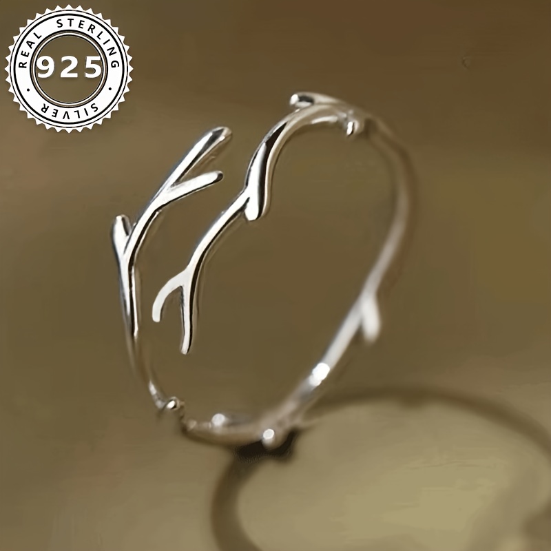 

1pc S925 Sterling Design Adjustable Ring, Fashionable Cool Finger Jewelry, 1.6g/0.056oz, Shaped