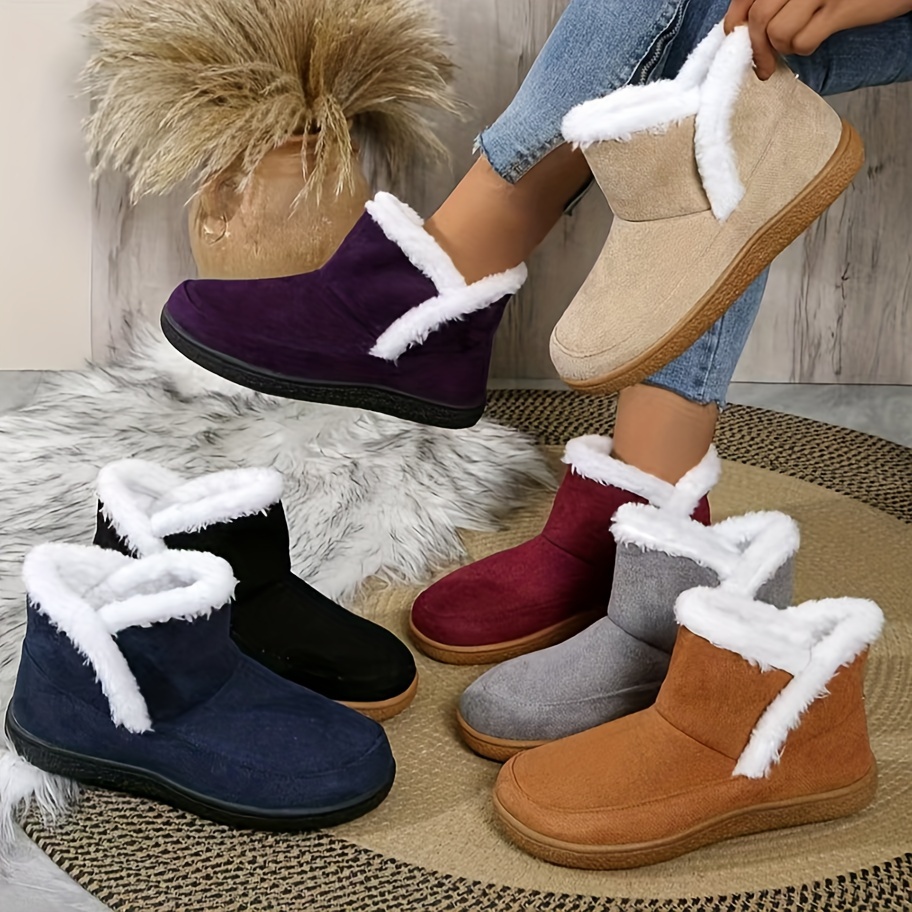 womens casual winter slippers soft and cozy fleece lined rubber outsole breathable cotton upper flat heel slip   details 0