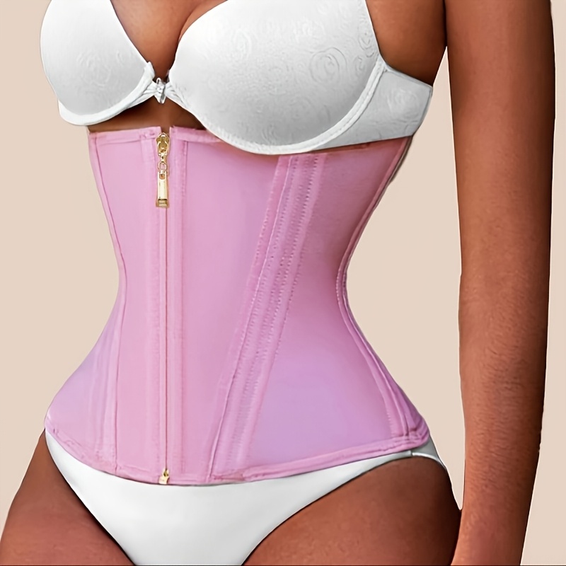 Body Shaper Waist Nipper Corset Pink Latex Waist Cincher Zipper