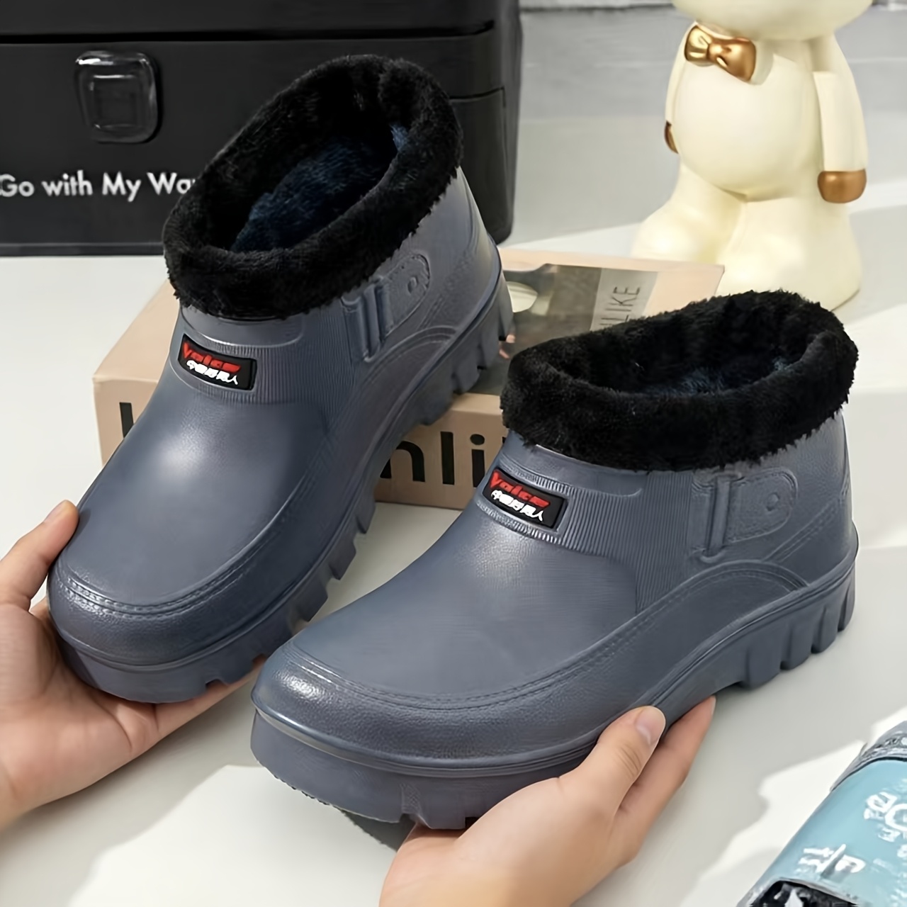 Winter Fleece-Lined Snow Boots, Slip-On