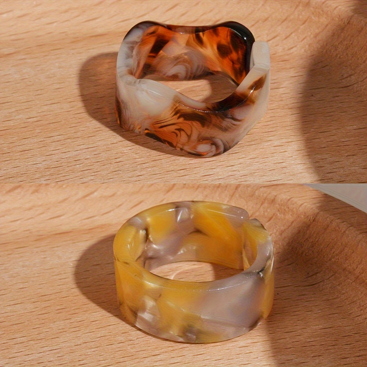 Geometric Resin Open Rings Set + All Match Rings Set