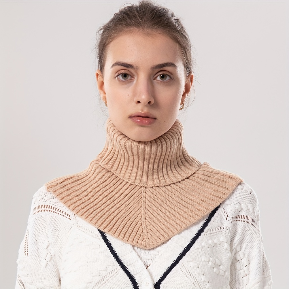 TEMU Knit Turtleneck Scarf - , Stretchy & Neck For Women