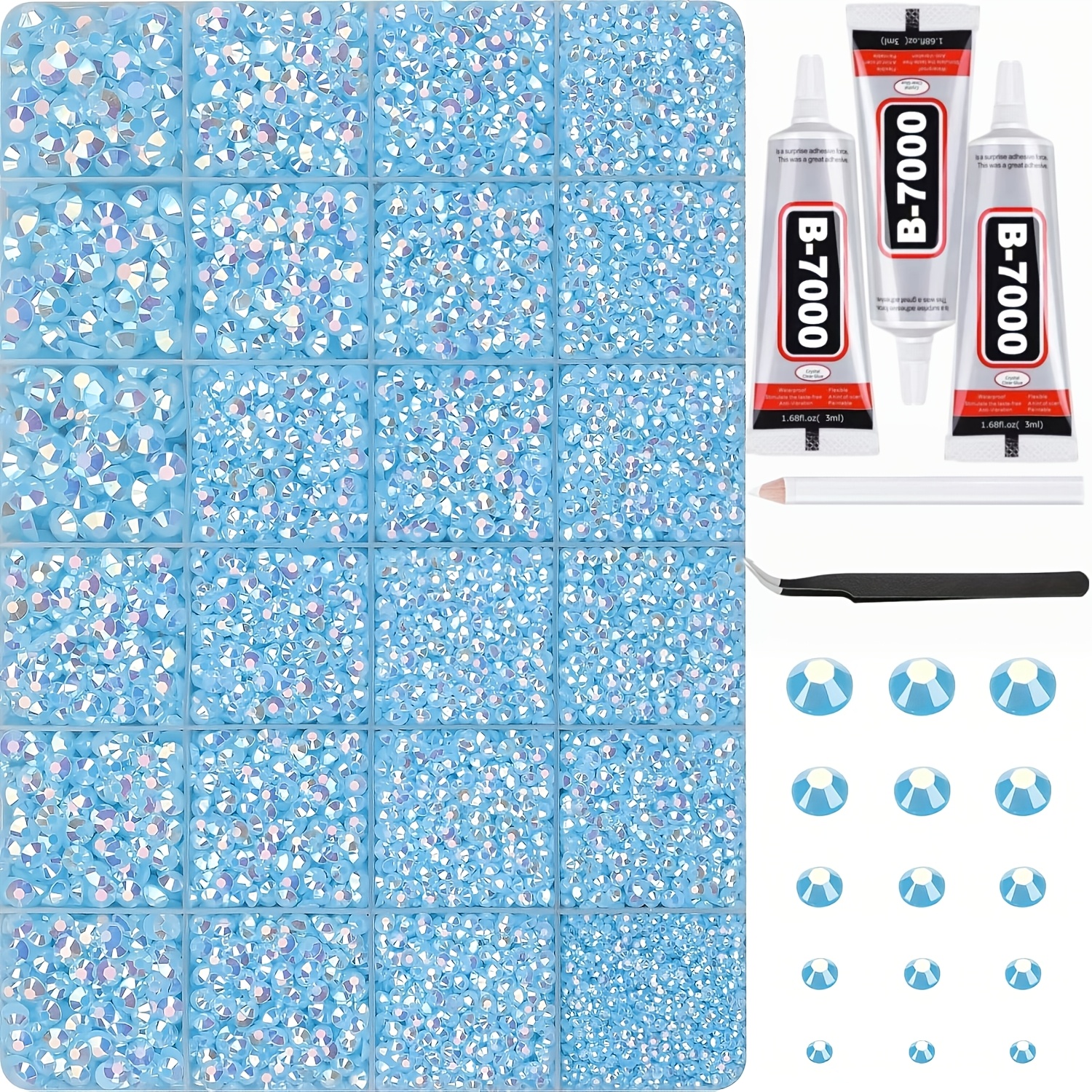 24 grid 12000 3mm   set   with pen   and tweezers suitable for diy nail art phone cases and decoration