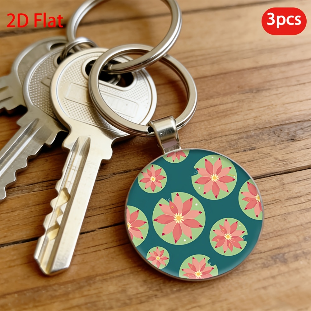 Lotus Pattern Key Chain, 3pcs Set