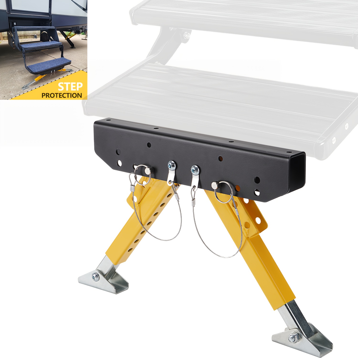 TEMU Adjustable Rv Step Kit - Portable & Foldable Ladder Support For 5th Wheels, Trailers & Motorhomes, , Enhances Stability & Protects Steps, , Camping