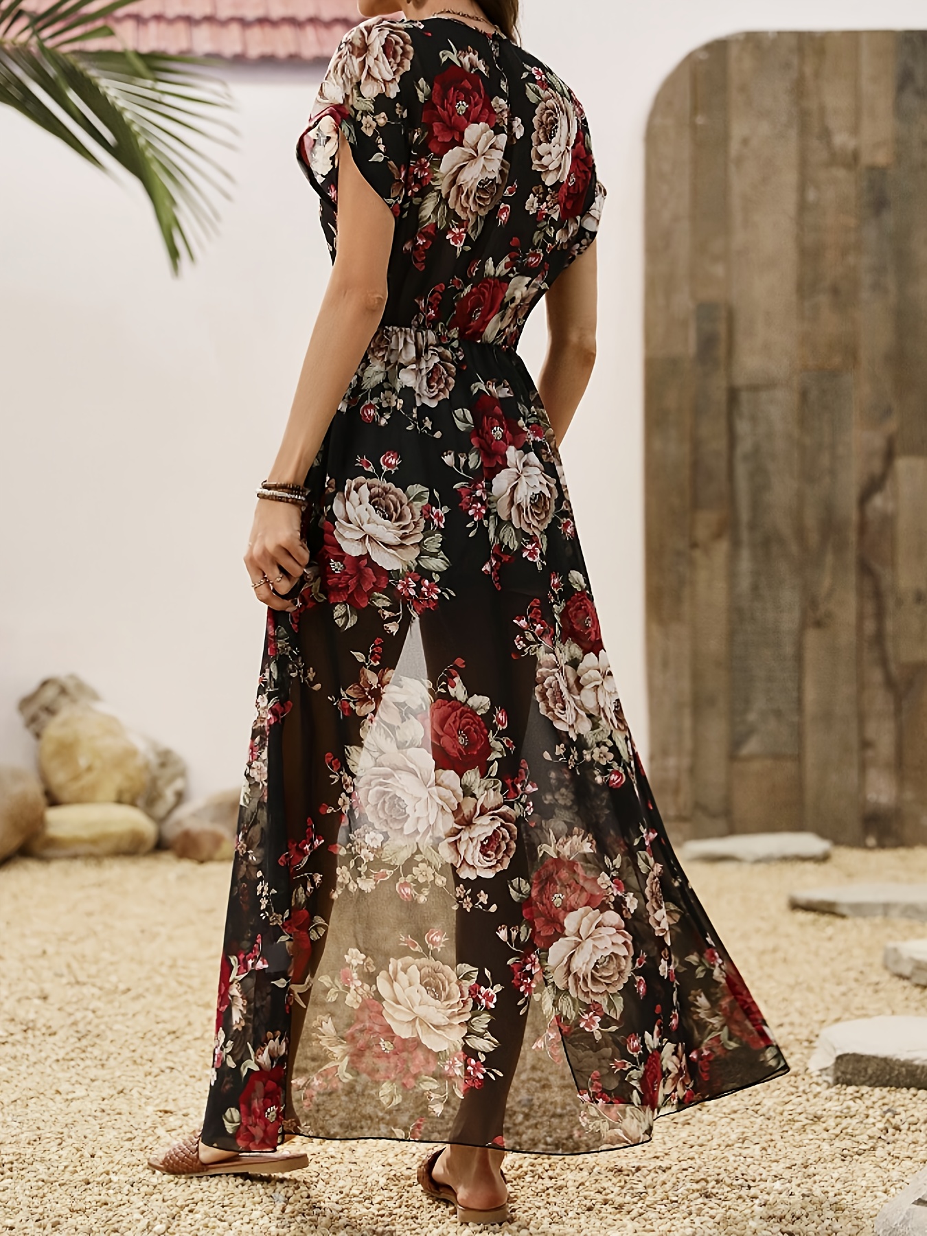 slim fit dress slacks Ace Scoop-Neck High-Slit Tee Dress