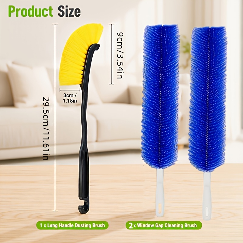 TEMU 3pcs Household Fan Dusting Brush Set, Suitable For Cleaning Fans, Air Conditioners, Blinds, And Window Tracks. Ideal For Use Room, Bedroom,