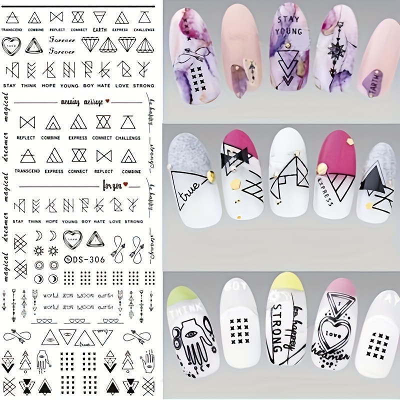 

2pcs Art Stickers Lettering & - , For Diy Manicure Decor