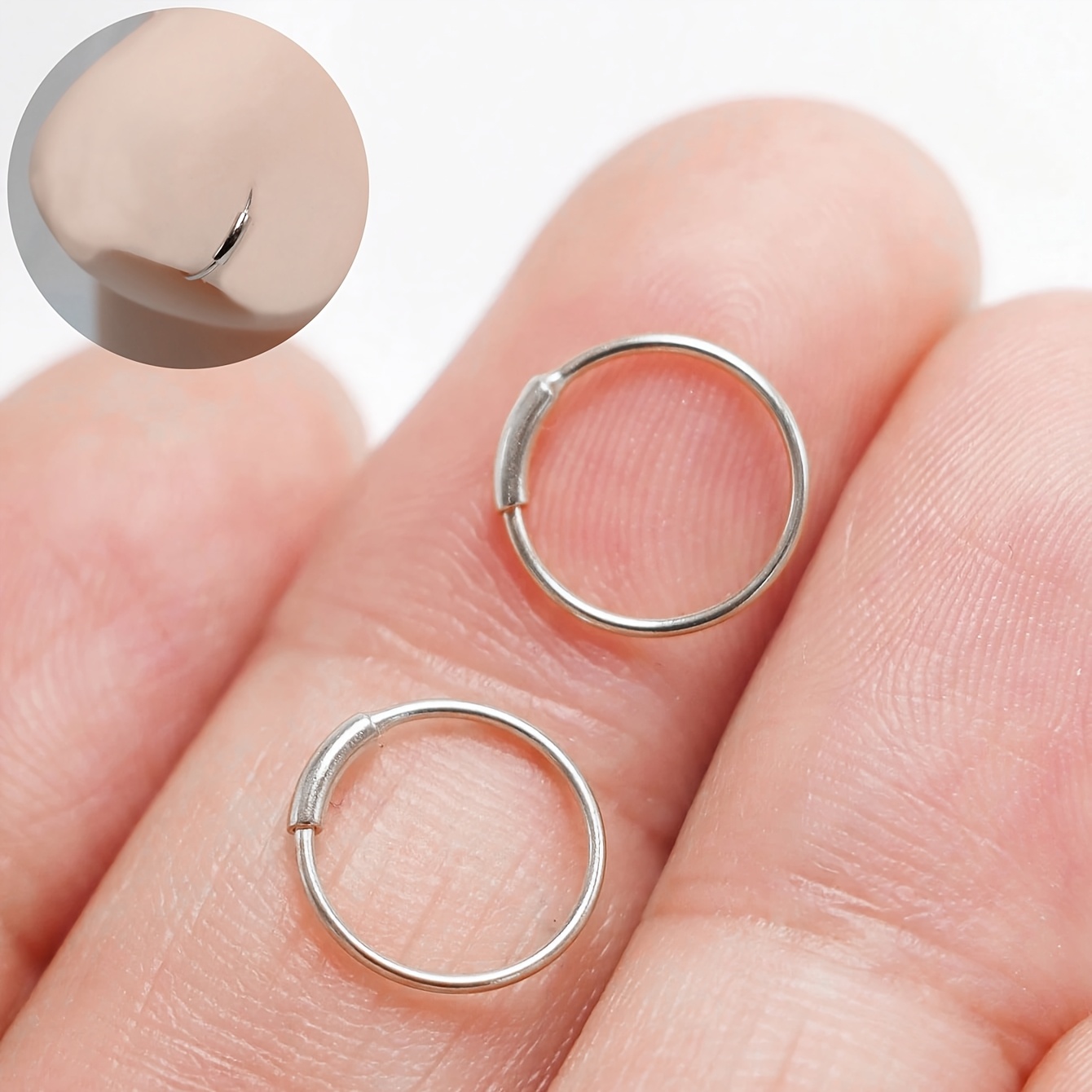 TEMU 2 pezzi Orecchini per naso facili da aprire, Anelli per naso ipoallergenici per , Gioielli per piercing corporei, Orecchini aggiuntivi