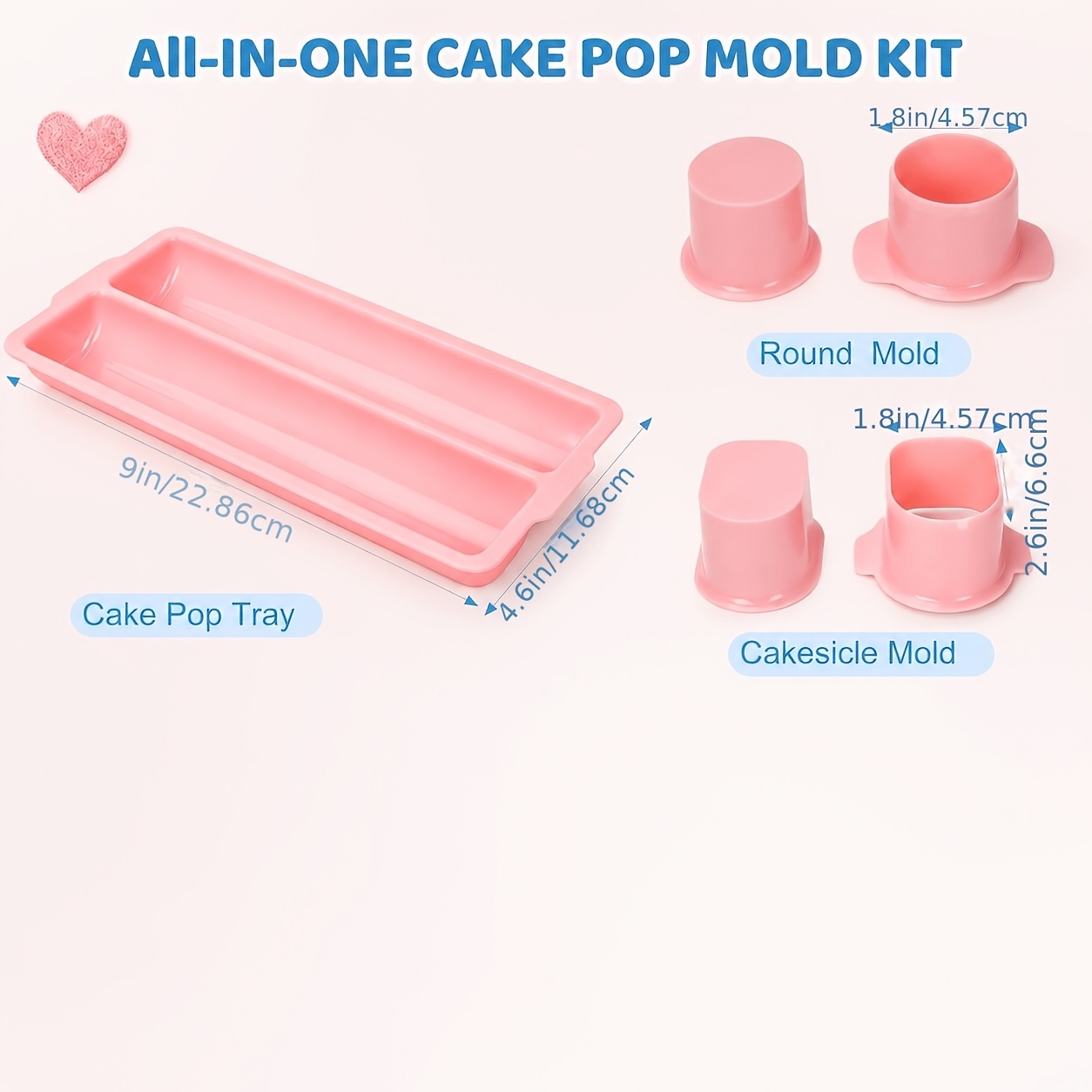 TEMU Cake Pop Mold Set, 9-inch Pink Multi-tier Tray, Includes 2 Cake Pop Cutters And Pusher, Suitable For Birthday/wedding Dessert Making, Cake Pop