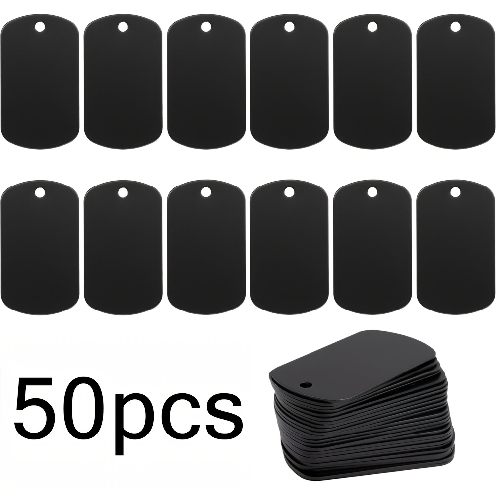 E-shop 50 Stück Schwarz Eloxiert Aluminium Gravur Rohlinge Stempel Rohlinge