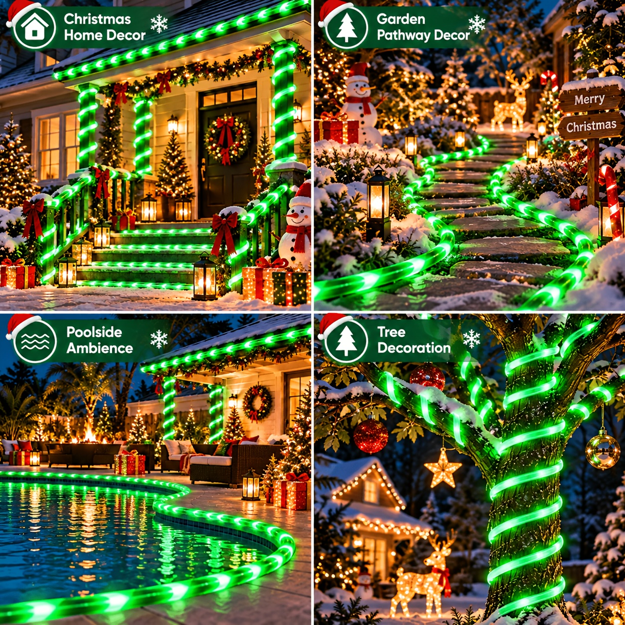 TEMU Solar Candy Tube Lights, Led Solar Christmas Light String, 38ft 100led / , 8 Lighting , Ip65 For Outdoor Pool Party Porch, , Garden Patio