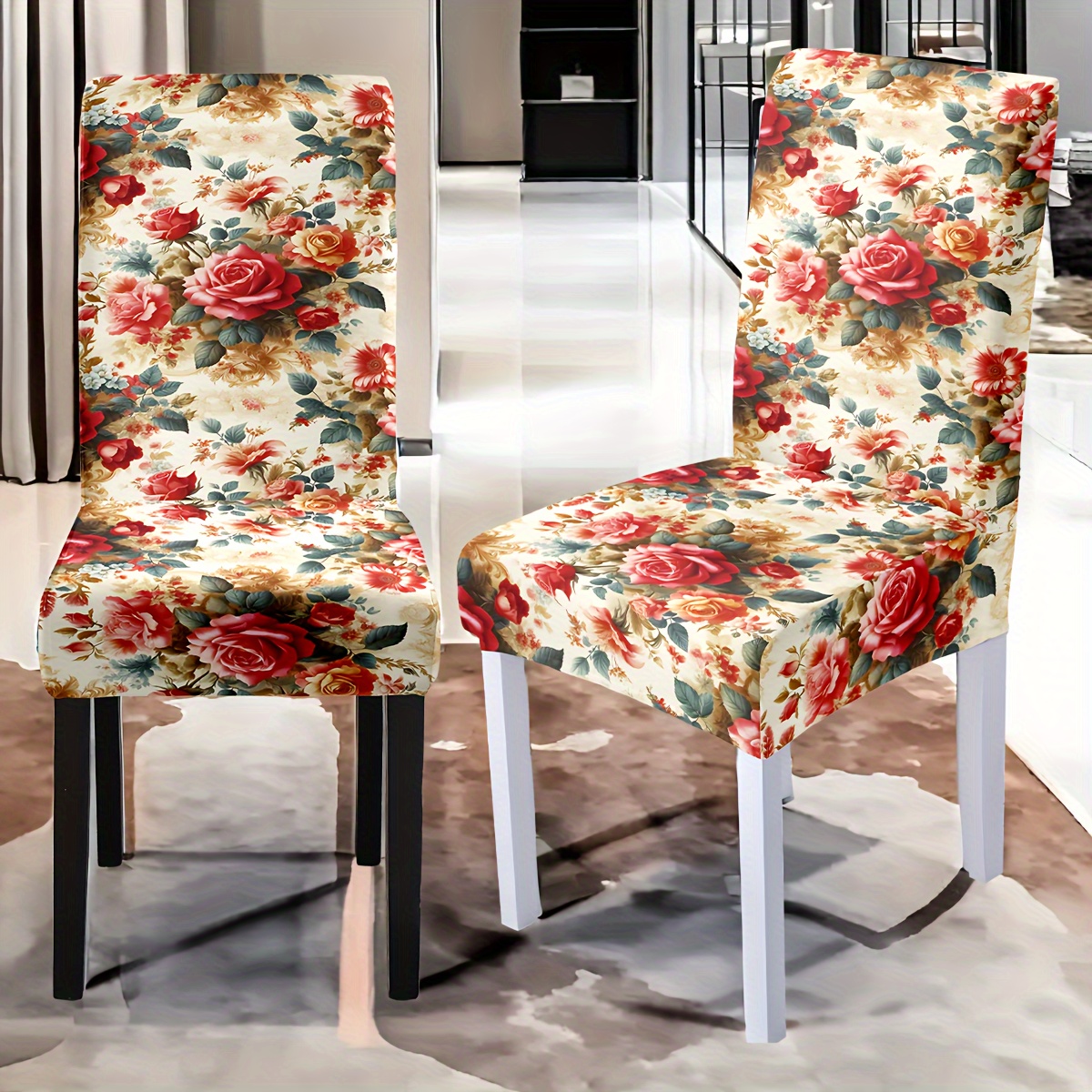 

2/4/6pcs Pattern Dining Chair Covers, Removable And Washable Slipcovers, , For And Restaurant Decor