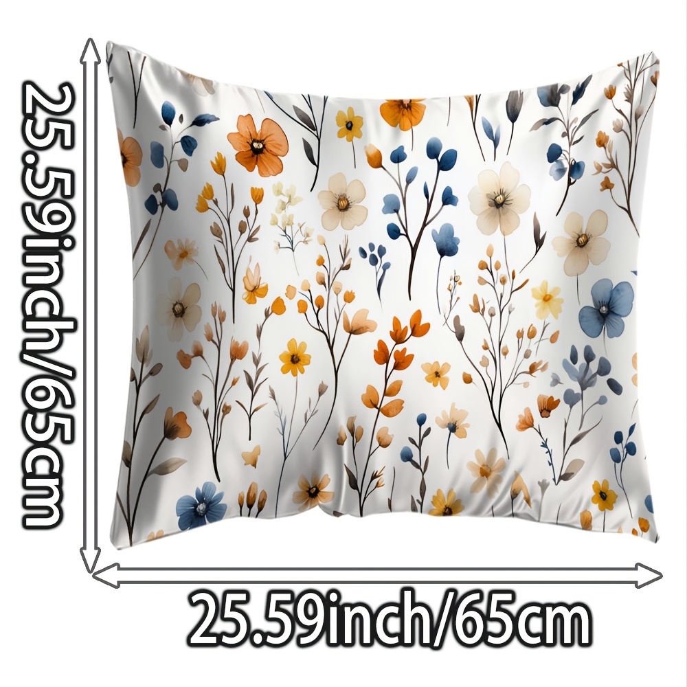 TEMU 1pc Silk Pillowcase Suitable For Bedding Cover - Watercolor Retro With Zipper Closure, Machine Washable Protective Case, Bedspread Cover For,