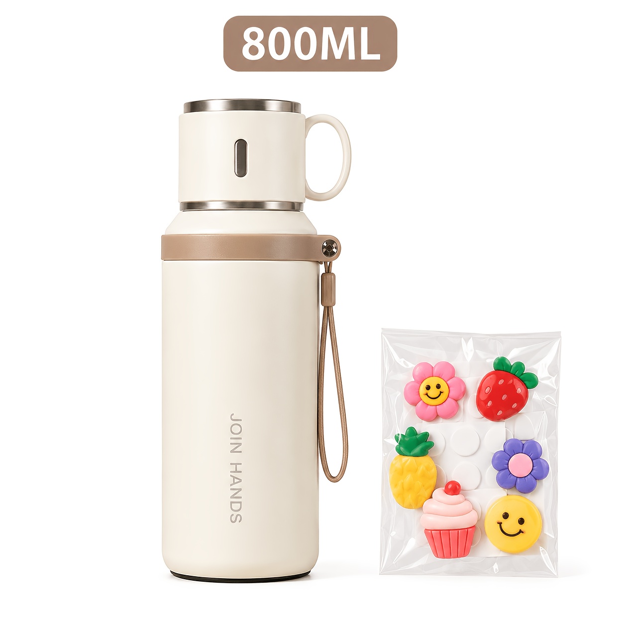 TEMU Gobelet Isotherme sous Vide en Acier Inoxydable 600ml/800ml, Bouteille d'Eau Portable à Main Grande Capacité, Garde le Chaud et , Livré avec un