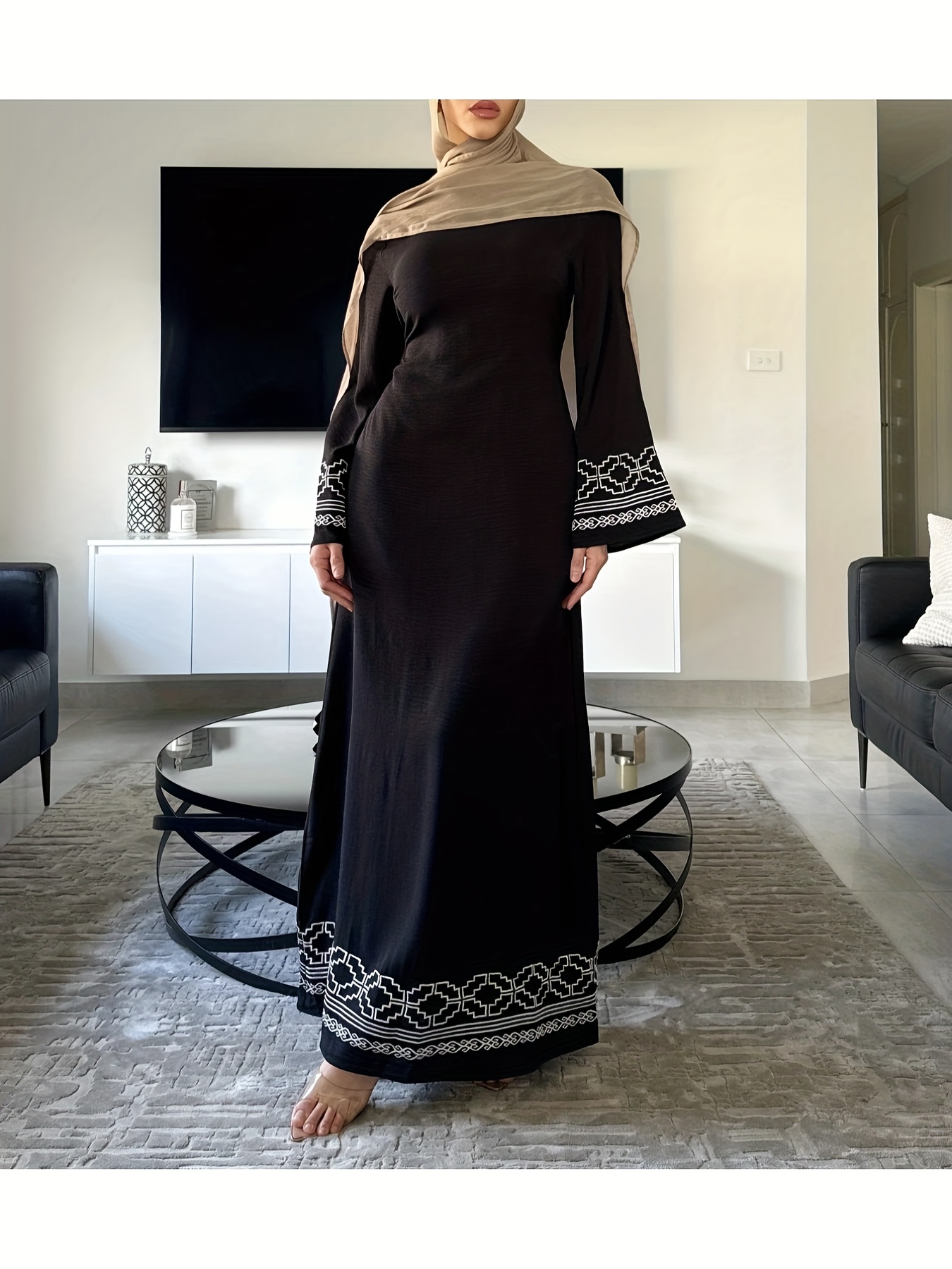 abaya dress with belt sold on Temu United States