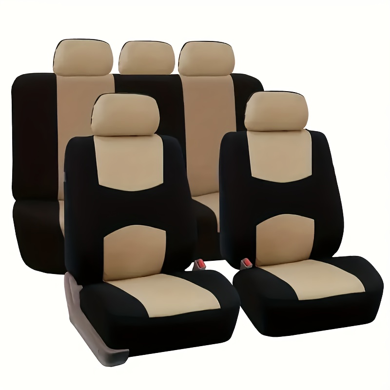 TEMU Luxury Universal Seat Covers - Polyester Knit Fabric With Sponge Filling, Hand Washable/dry , Elegant Design For Front And Rear Seats, Car Accessories, Ideal Christmas Gift